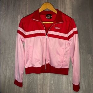 Forever 21 x Wilson Pink Red Cropped Track Jacket Size M